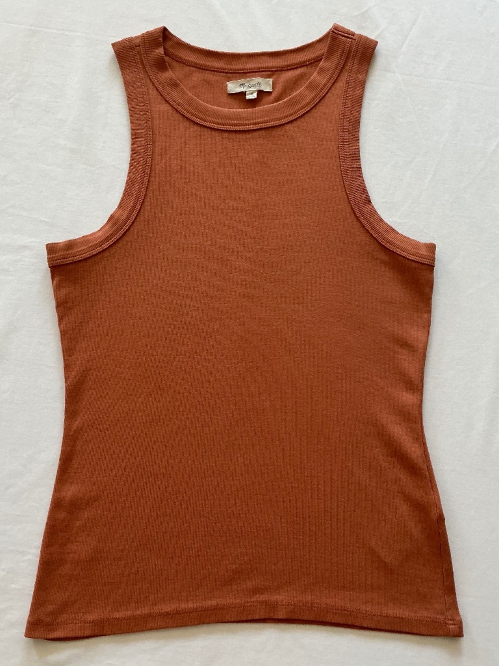 Madewell Ribbed Cutaway Tank Top in Rust Orange Size Medium
